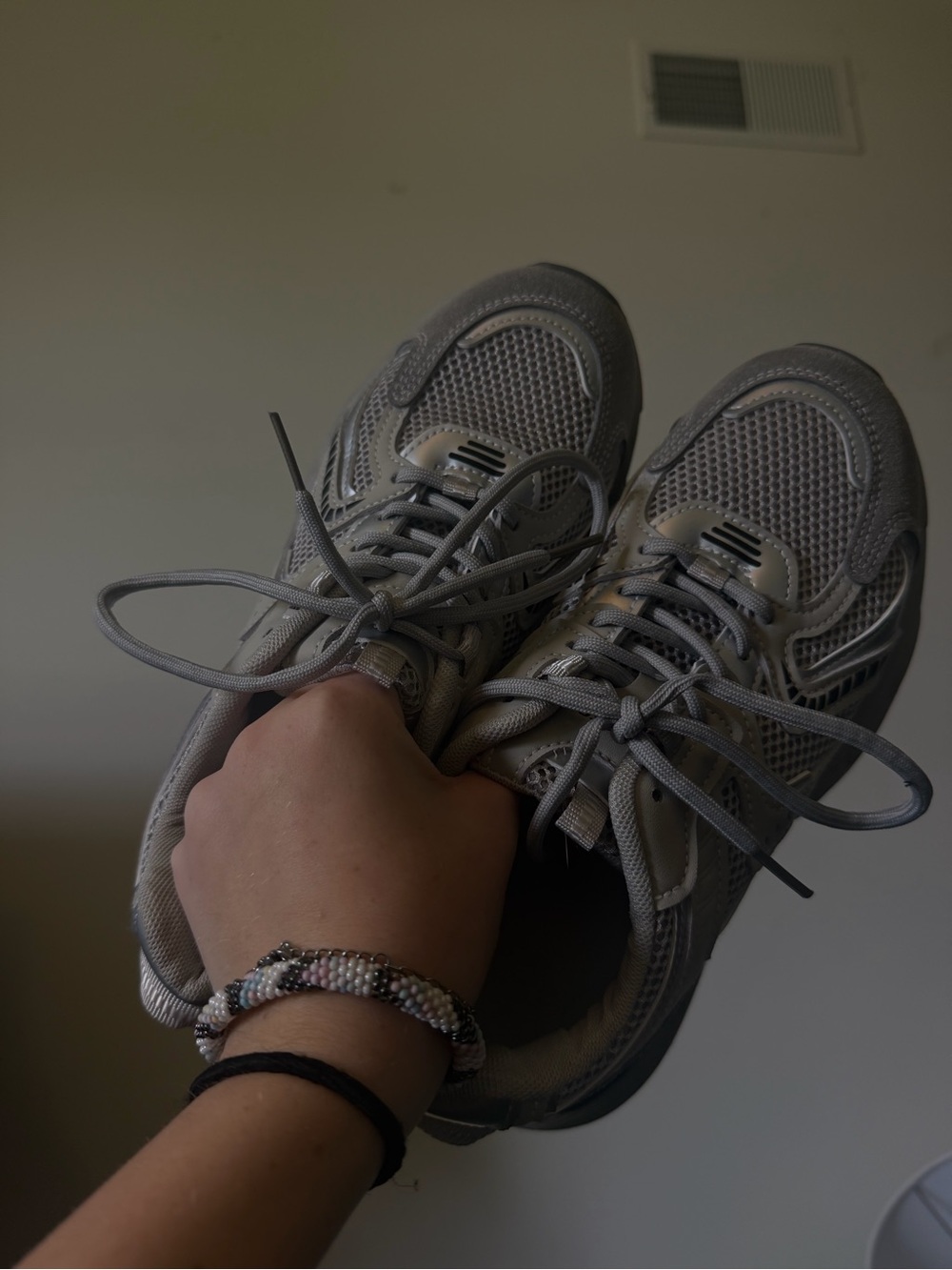 SHEIN Light Gray Mesh Lace-Up Women's Sneakers
